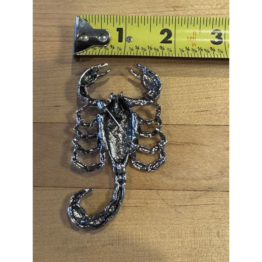 Large Rhinestone Scorpion Brooch Pink Purple Crystal Pave Gunmetal Statement Pin
